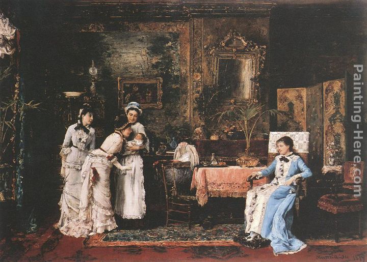 Baby's Visitors painting - Mihaly Munkacsy Baby's Visitors art painting